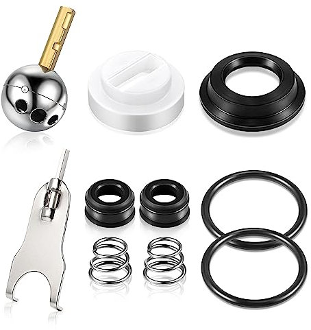 Dreyoo Küchen-Einhand-Wasserhahn-Reparatur-Set mit RP212 Edelstahl-Kugelhähnen und Knaufgriffen, kompatibel mit Delta/Peerless Einhandarmaturen, Ersatz für RP77739 und 86971 (1 Stück)