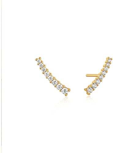 Ania Haie Damen-Ohrstecker 925er Silber Zirkonia One Size, Gold 32021627