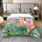 Flamingo 100% Baumwolle Bettbezug 135x200 Tropische Blätter Zimmer Dekor Tröster Bezug Palme Muster Bettwäsche Set Bunte Tagesdecke mit Reißverschluss (1 Bettbezug mit 1 Kissenbezug)