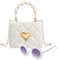 RSXING Kinder Umhängetasche Mädchen Handtasche - Verstellbarem Gurt Perlen Handtasche - Prinzessin Mini Tasche Kinder Schultertasche Geschenke für 3 4 5 6 jährige Mädchen(weiß)