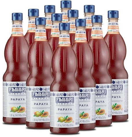 Food-United PAPAYA-SIRUP 1L FLASCHE | FABBRI Mixybar | sciroppo di papaia | Papaya aus Mittelamerika | fabbri 1905 cocktail bar syrop | für tropische-karibische-Drinks Rum Papaya-Wodka-Sour (1)