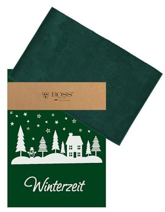 Ross 2er Baumwoll Geschirrtuch Set Genussvolle Winterzeit grün 1x Geschirrtuch 50x70 cm + 1x Küchenfrottiertuch 50x50 cm