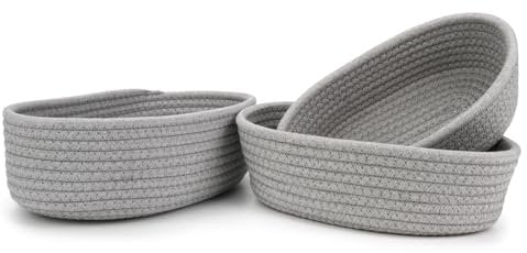 Spesh Aufbewahrungskorb 3er-Set Baumwollkörbe Aufbewahrungskorb aus Baumwollseil Körbchen Geflochten Ordnungsboxen für Kinderzimmer,Badzimmer,Wohnzimmer(Grau)