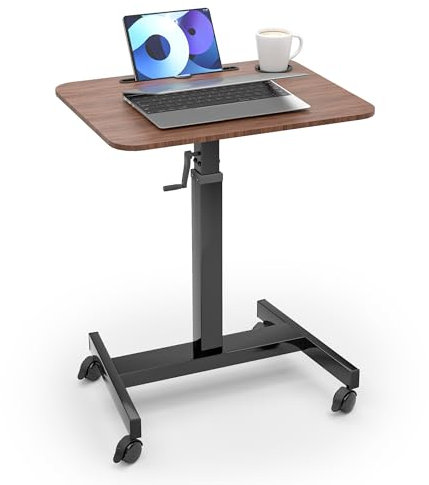 Mobiler Laptop-Schreibtisch zum Sitzen zum Stehen – ergonomischer, höhenverstellbarer Hubtisch mit Rollwagen