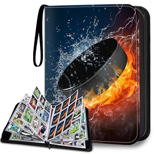 HESPLUS Hockey-Karten-Binder, 9-Pocket-Kartenhalter, Sammelkartenbinder passend für 900 Karten mit 50 abnehmbaren doppelseitigen Hüllen, Kartenalbumhülle für Sportspiele, Sammelkarten,