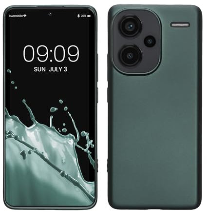 kwmobile Housse Compatible avec Xiaomi Redmi Note 13 Pro+ 5G / Redmi Note 13 Pro Plus 5G Coque - Housse de téléphone Protection Souple en TPU - pétrole métallique