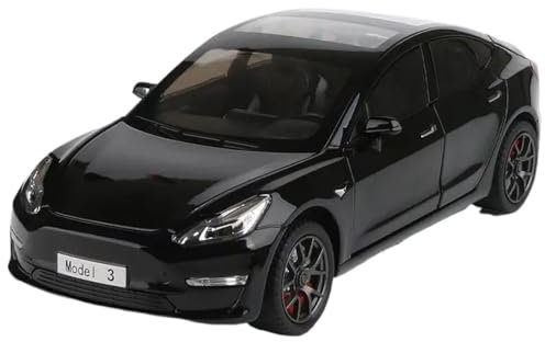NALora Motorfahrzeuge Replika Auto 1:24 Für Tesla Modell 3 Legierung Auto Modell Druckguss Metall Fahrzeug Auto Modell Mini Fahrzeuge Souvenir Display Originalgetreue Nachbildung (Color : Black)