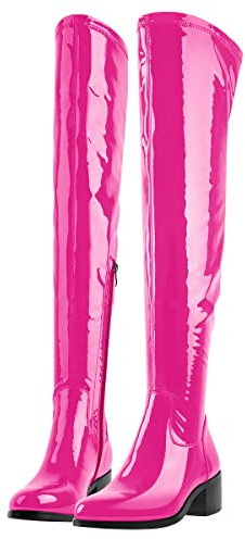 MissHeel Elastische Stiefel Langschaft Overknee Blockabsatz Lack