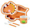 Plateau et assiettes en forme d’animaux pour bébés et enfants en bas âge – Service de table pour enfant + Verre et couverts (Dinosaure orange)