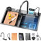 Küchenspüle, Raindance-Wasserfallspüle, Nano-Workstation-Spüle mit digitaler Anzeige, ausziehbarer Wasserhahn, Einbauspüle mit Zubehör (85x45x22CM)
