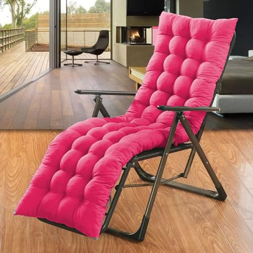 Coussin extra épais, doux et confortable pour chaise longue, jardin, terrasse, balcon, baie vitrée, rose rouge, 120 x 45 cm