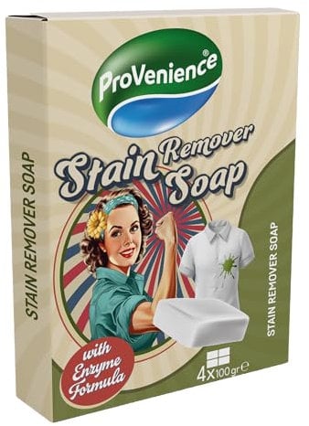 Provenience® Stain Remover Soap Bar 4 x 100gr | Quad Pack | Ideal for Clothes, Linens, Towels, Upholstery, Carpet, Pet Items | No Harmful Chemicals or Bleach