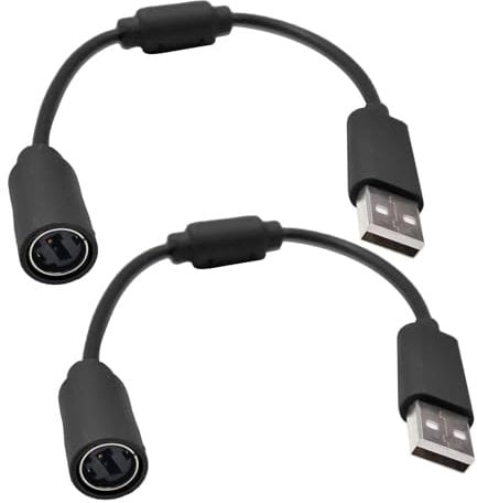tinshow 2 Pack USB Breakaway Cable for Xbox One Xbox 360 Xbox Series X/s PC Replacement Dongle Breakable Cord Lead Fits Thrustmaster Ferrari Racing Steering Wheel Logitech G920 Driving Force (Black)