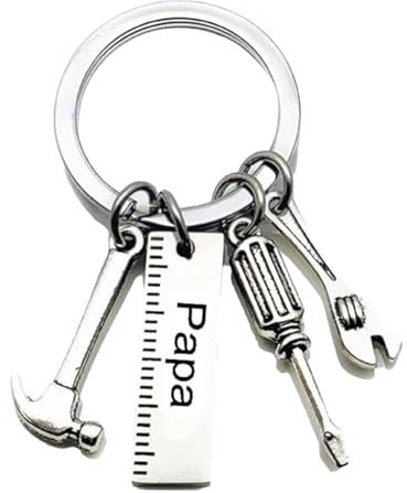 QEQSHQO Llavero Papá Regalo para Papá con Palabras Significativas Lavero Personalizado con Martillo Llave Destornillador Día del Padre y Cumpleaños del Padre