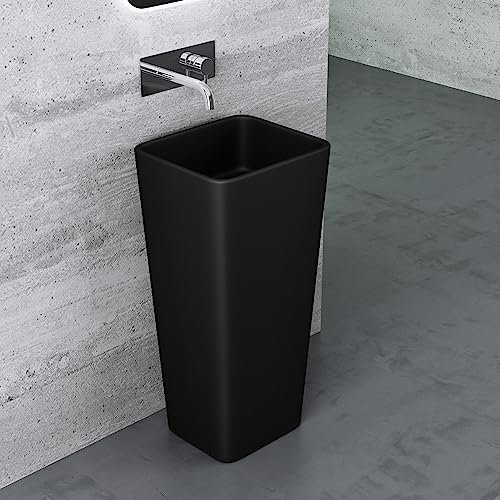 Mai & Mai Design Standwaschbecken freistehend Col31 schwarz matt, aus Mineralguss, Waschtisch, BTH: 40x35x81cm