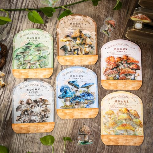 Arpaper Mushroom Stickers Ästhetische Scrapbooking Zubehör 120pcs Stickers PET Material Dekorative Creativefor Scrapbooking, Album, Journal DIY(Mushroom Series)