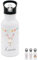 wunderwunsch® - Personalisierte Trinkflasche Kinder Edelstahl [ 500ml ] - Robuste Trinkflasche mit Namen - Wasserflasche mit Trinkhalm - Personalisierte Geschenke für Kinder (Hase Girlande)