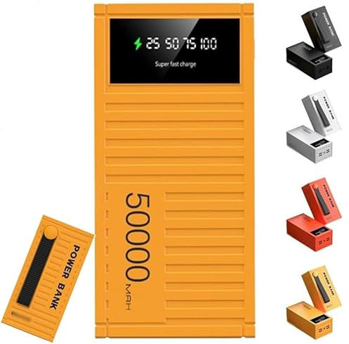 2024 New Super Fast Charging 66w Power Bank, 50,000mAh Ultra-High Capacity Power Bank, Portable Charger with LED Display, Big Capacity New Container Power Bank for Phone, Tablet (Yellow)