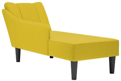 vidaXL Chaiselongue mit Rechter Armlehne Gelb Samt, Recamiere, Loungesessel, Lounge Sofa, Lounge, Loungesofa, Wohnzimmersofa, Akzentsessel