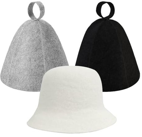 Bettinay 3 Pcs Sauna Hat for Women Men, Comfortable and Breathable Felt Sauna Hats (Black White and Grey)