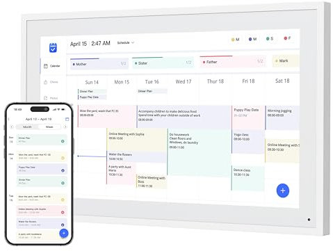 Dragon Touch Calendar, 15.6 Digital Calendar 2025 Family Wall Planner, 1080P Full HD Interactive Touchscreen, Smart Chore Chart and Home Organization, Gift for Busy Families Scheduling