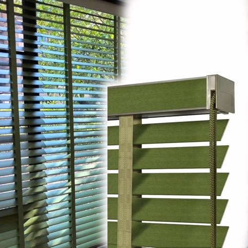 Venetian Blinds For Indoor Window 45cm 65cm 80cm 90cm 120cm 140cm 155cm 160cm Wood Horizontal Blind For Bathroom Bedroom Door Windows 50MM Slats Wooden Privacy Shades(Green)