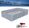 Poxvythb Pool Above Ground Depósito Reforzado (PVC 0.8mm + Estructura Metálica) para Cultivo de Koi Elevado - Resistente a Sequías | 3x1.5x0.5m | Gris