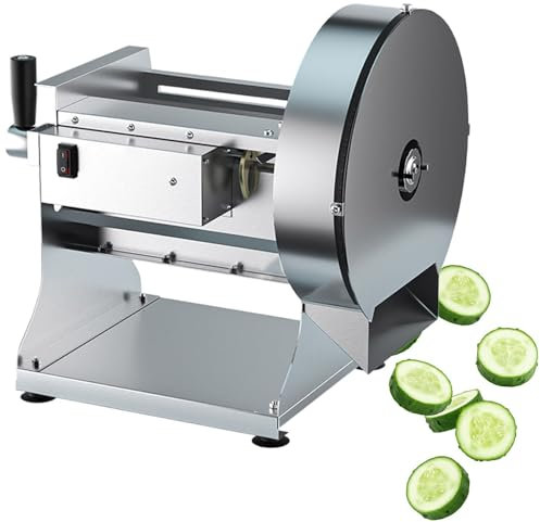 GESAIDES Electric Vegetable Slicer Commercial Fruit Slicer Cabbage Shredder Machine 2 IN 1 Manual Electric Vegetable Slicers Machine Stainless Steel Food Slicing Machines, 0-10mm(0.4in)