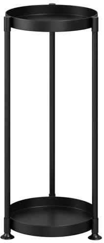 Bamworld Plant Stand Indoor Outdoor 2 Tier Metal Plant Stand for Home Plants Iron Plant Round Supports Rack for Garden Patio Living Room Corner Balcony
