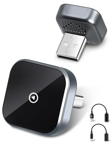 Lizoak Carplay Android Auto Wireless Adapter - Verkabelt zu Kabellos, Plug & Play, Stabil, Bluetooth Adapter für Autos mit Wired CarPlay (iOS 10+, Android 11+), Gunmetalgrau