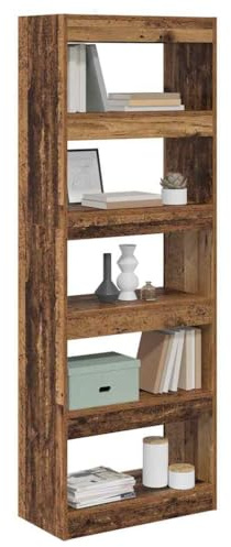 vidaXL Book Cabinet Old wood 60 x 30 x 166 cm Engineered wood, Modern Bookshelf, Rectangular Storage Bookcase, Functional Living Room Organizer, Ample Space, Decorative Display Unit