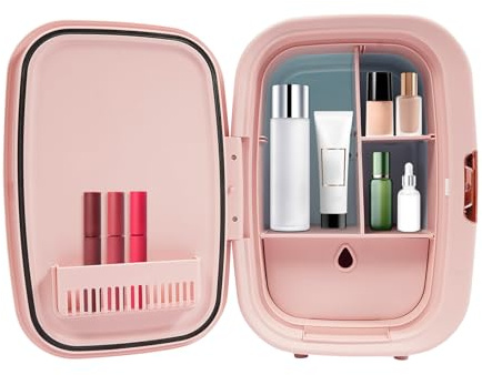 Konfiur Mini Kosmetik Kühlschrank 12 L, Klein Skincare Fridge, Beauty Kühlschrank für die häusliche Aufbewahrung, Kosmetikkühlschrank, kompakter Kühlschrank für Makeup Lippenstif (Rosa)