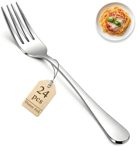 Berglander Set di 24 forchette da tavola in acciaio inox, 18,5 cm, per casa, bar, hotel, ristorante, lavabili in lavastoviglie