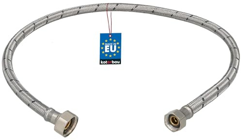 KOTARBAU® Flexschlauch 1/2“ x 3/8“, Wasserschlauch, Panzerschlauch 80 cm | Anschlussschlauch für Armatur, Schlauch Für Wasserhahn, Edelstahlummantelt, Silber