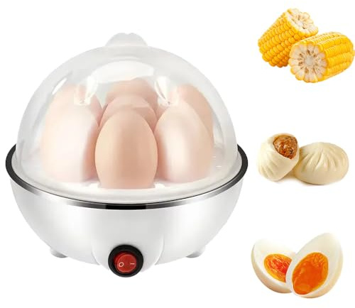 Rapid Egg Cooker, 7 Egg Capacity Design, Removable Tray for Easy Cleaning, One-Touch Simple Operation, with Auto Shut-Off and Overheat Protection, Easy to Make Soft-Boiled, Hard-Boiled and Poached Egg