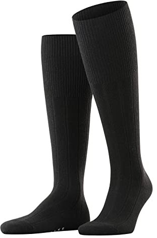 FALKE Men's Lhasa Rib Knee-High Socks, Warm Light, Merino Wool Cashmere, Ribbed Formal Socks, Professional Clothing, Black (Black 3000), 6.5-9, 1 Pair