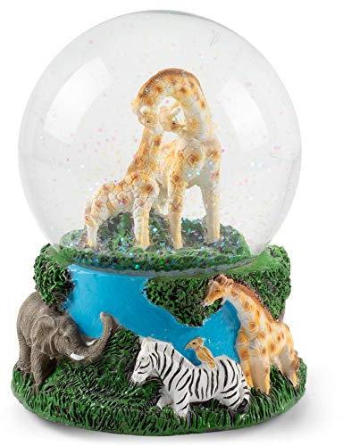 Schneekugel mit Musik, Giraffen und Safari-Tiere, aus Glas, spielt das Lied Don't Fence Me In