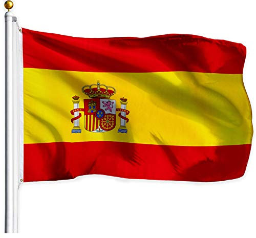 G128 spanien (spanisch) flagge | 3x5 füße | gedruckt - leuchtende farben, messing tüllen, qualität polyester