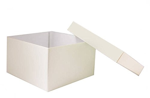 giftbagshop Luxurious Gift Box for Birthdays, Christmas, Weddings or Corporate Gifts Pearlised Gold Square Gift Box 175 x 175 x 105mm (Ivory)