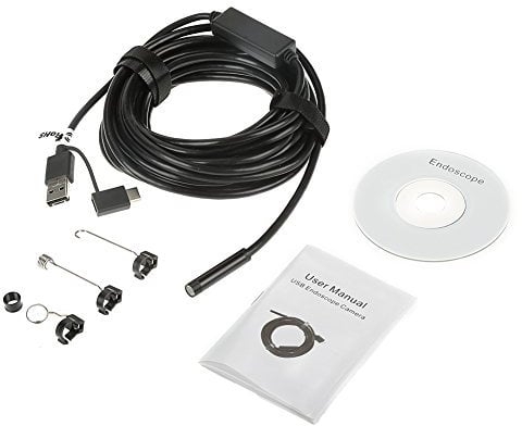 USB-Endoskop 3 in 1 Endoskop Wasserdichte Schlangenkamera mit 6 einstellbaren LED-Lichtquellen Schwarz