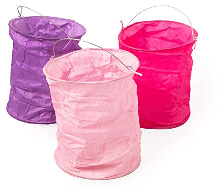kadoh Papier-Lampions (3 St.) • Lichtertüten in Babyrosa, Pink & Lila • Partydeko für Hochzeit, Geburtstag, Fasching • Größe M
