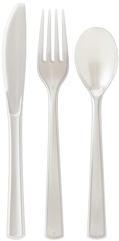 Unique Party 39506-Lot de Couverts en Plastique pour 6 Invités-Argente-18 Pièces, 39506, Silver