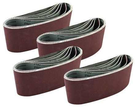 Lot de 24 bandes de papier abrasif 100 x 610 mm, grain 40/60/80/100/120/150