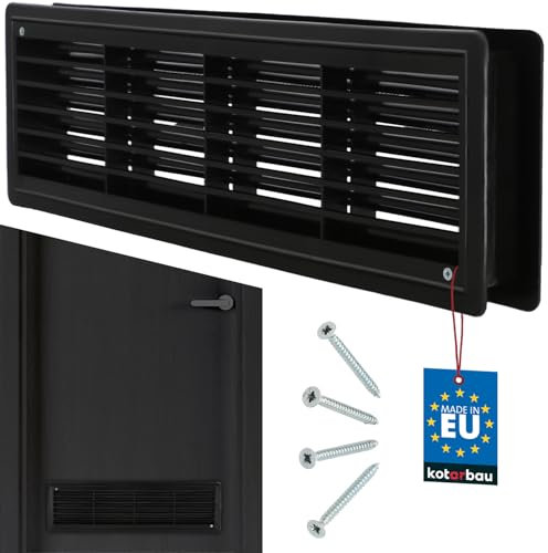 KOTARBAU® Rejilla de ventilación 13,5 x 48,8 cm Rejilla de extracción de aire Negro Ventilación de Puerta Baño Rejilla de láminas de plástico Rectangular Resistente