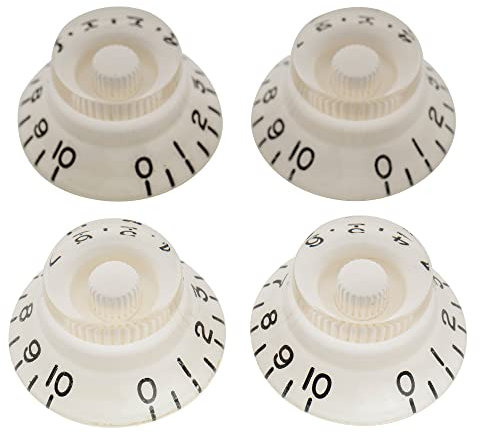 Musiclily Pro Imperial Zoll Gitarre Top Hat Potiknöpfe Bell Knobs für USA Les Paul Style E-Gitarre, Weiß (4er Set)