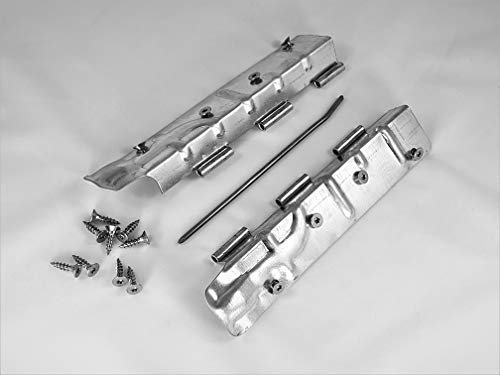 OuM 4 Stück Scharnier mit Schrauben für z.B. Palettenerhöhung, Hochbeet - Stahlblech verzinkt, Gesamtlänge 214mm, Geeignet für Bretter 20mm x 200mm