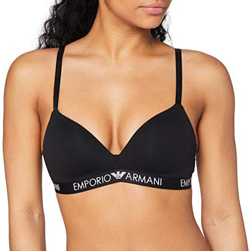 Emporio Armani Underwear Damen Padded Triangle Bra Iconic Cotton Gepolsterter BH, Black, S