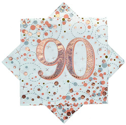OAKTREE UK 635852 Oaktree Sparkling Fizz 90th Rose Gold 33cm x 33cm 3-ply Napkins 16pcs