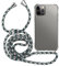 MyGadget Handykette für iPhone 12 Pro Max - [ TPU Hülle mit verstellbaren Band ] - Handyhülle mit Handyband zum Umhängen Kordel Schnur Case Schutzhülle - Schwarz Muster
