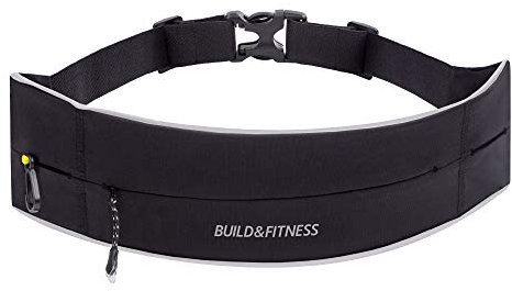 Build & Fitness Riñonera Running con Cremallera YKK, Cinturón Hombre/Mujer Ajustable, Clip Llavero – Manos Libres – Móviles, Llaves, Tarjetas – Unisex – Riñonera Deportiva Running, Gimnasio, Yoga
